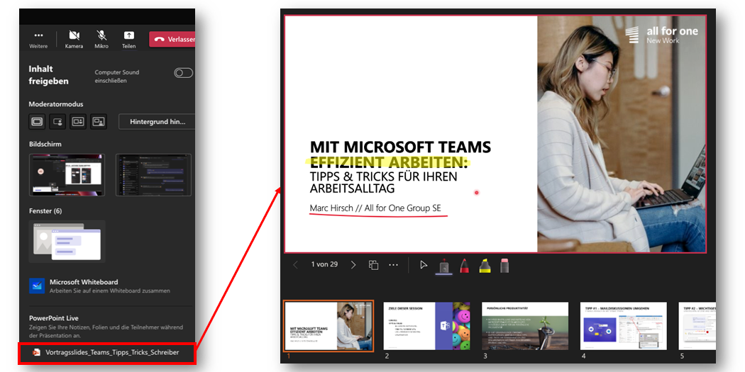 Teams Tipp: Powerpoint live